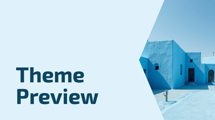 Sky blue background with hexagonal geometric frames and architectural photography